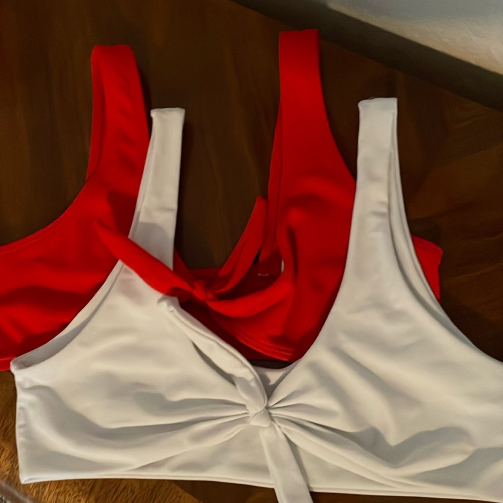 Zaful Red Bikini Top and White Bikini Top (Sold as a set of two)